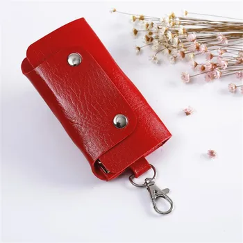 1 БР. Преносими кожени ленти за ключниц, авто ключодържател, чанта за ключове, джоб за портфейл унисекс, проста однотонная чанта за съхранение