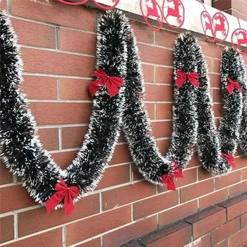 2 метра Коледни декоративни ленти, венец, висящи украшения на Коледна елха, венец с лък за домашен интериор на новата парти в бар