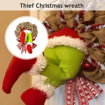 2024 Коледен Крадец, Похитителят Чул, Дизайн на Входната врата на Дома, Крачета Елф, Венец, Обръч, Коледен Декор