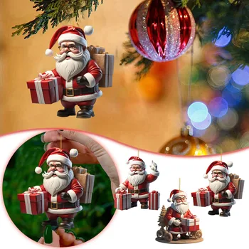 2D Коледен Карикатура на Дядо Коледа Висулка Коледно Дърво Подвесное Украса Навидад Нова Година 2024 Подарък-Коледна Украса за Дома