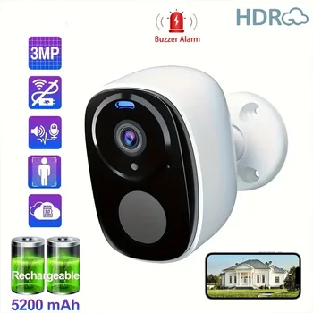 3-Мегапикселова Безжична Камера за Безопасност Ultra-HD 2K Камера за Нощно Виждане с ПРИЛОЖЕНИЕ Двупосочна Гласова Домофонна система за Дома за Откриване на Движение на Човека PIR