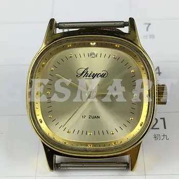 33 мм, Ръчни механични часовници на китайското производство от 17-мм Златен циферблат със Златен квадратен корпус
