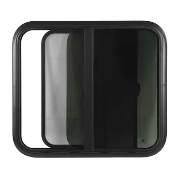 800x700mmm RV Кръгли Плъзгащи се Прозорци От Дебело Закалено Стъкло, Устойчиво НА UV Рамка от Черно Алуминиева Сплав с Екран за Ремарке