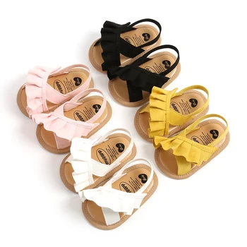 Citgeett/ Летни сандали за новородени момичета; сладки обувки-лодка с рюшами на не-хлъзгава подметка за първите разходки;