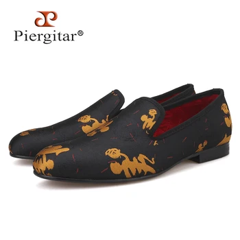 Piergitar, нов стил, мъжки обувки с абстрактни картини, ръчно изработени, модни мъжки чехли за пушачи, мъжки лоферы за бала и банкет, мъжки обувки на плоска подметка