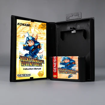 Rocket Knight Приключения на САЩ или EUR корица 16-битова игра на карти MD с предавателна кутия с ръководство за потребителя на конзолата на Sega Genesis Megadrive