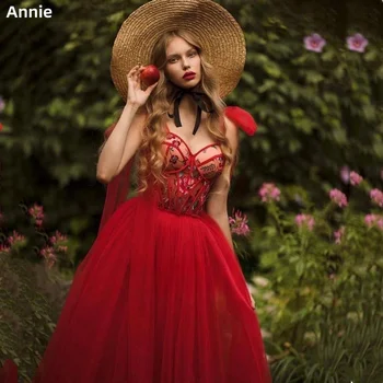 Бална рокля от тюл Ани Red Sweetheart с лък и аппликацией на елече, папийонка трапецовидна форма, Сватбена рокля за парти