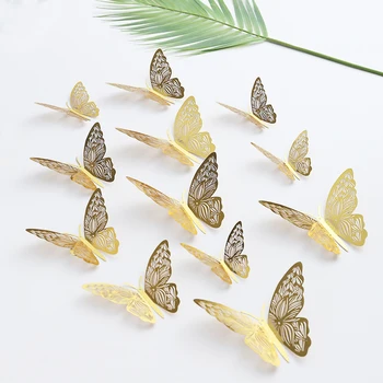 Бижута с пеперуди Златни етикети с пеперуди на стените 3 размера на Стикери за украса на тортата За момичета, деца, рожден Ден на дете