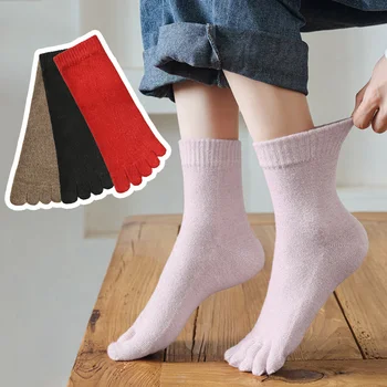 Висококачествени памучни чорапи с единични чорапи, Чорапи с пет пръста, дебели чорапи унисекс за мъже и жени с разпределението под формата на средна тръба, Чорапи Tabi