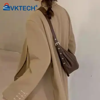 Дамски модни чанти-прашка с регулируема каишка от изкуствена кожа, луксозна чанта през рамо, голяма чанта голям-полумесец, модерна чанта-тоут, улични чанти