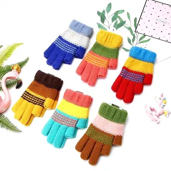 Детски ръкавици от 4 до 12 години, есен-зима, за момчета и момичета, флисовые топли учениците средно начално училище, пишещи пръсти