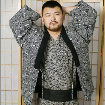 Зимна японски традиционен жилетка Хаори, топло памучно кимоно, реколта Женски Мъжки пижами в азиатския фолк стил, Самурайская Юката Харадзюку
