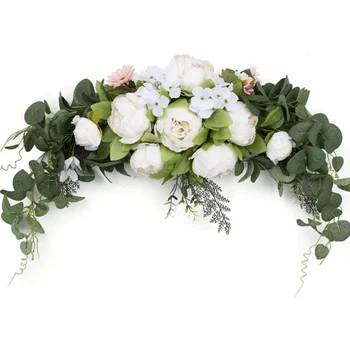 Изкуствен венец от божури и рози, направени от ръце Сватба парти, стенни подреждане на цветя, на прага на дома, цветя в стаята и арка от венци