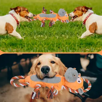 Интерактивен плюшен играчка за кучета, приятен дизайн крави със сонди въже, почистване на зъбите, устойчивост на укусам, да се отървем от скуката на тъканта мека играчка за кучета