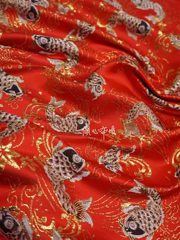 Китайски класики брокат жакард Сатен червено малък Шаран коприна плат сатен де Sua SatÃ©Н ÑˆÐµÐ