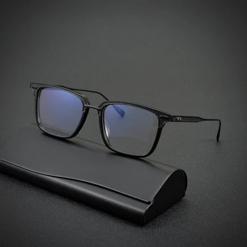 Класически бизнес Квадратни рамки за очила Мъжка мода Титанов очила за късогледство, за жени Елитен марка точки по лекарско предписание