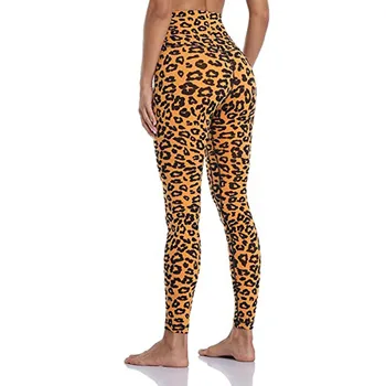 Леопардовые гамаши, дамски спортни спортни панталони, дамски секси гамаши за йога с висока растяжкой, спортни панталони за фитнес, тичане, пълнометражни активни панталони