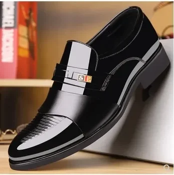 Модни мъжки обувки в бизнес стил, официални модела обувки без закопчалка, мъжки обувки-oxfords, висококачествени кожени обувки за мъже, лоферы