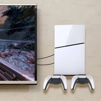 Монтиране на Стена Вертикална Поставка с Държач Контролер Поставка за дисплей за PS5 Slim Digital Edition и Disc Edition