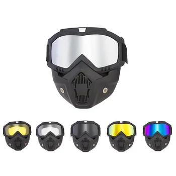 Мъж на мотоциклет каска, маска за лице, балаклава, маски мотоциклетист, маска за лице, Мото-балаклава, Подвижни слънчеви очила с висока разделителна способност, защита от вятър и пясък, UV-лъчи