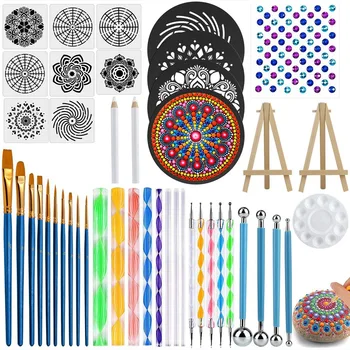Набор от инструменти за colorization мандала 45 бр. комплекти за рисуване stenciling, комплекти инструменти, включително шаблоните за шаблон, мини статив