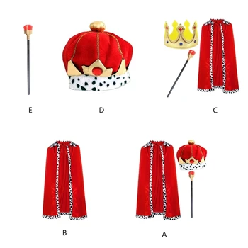 Набор от костюми на краля за деца, дъждобран и принц за ролеви игри, костюм за Хелоуин, коледа, коледни костюми T8NB