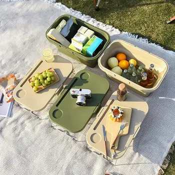 Практически Функционална кошница за пикник, Пластмасова кошница за пикник, Универсална Сгъваема кошница за пикник, сгъваема Водоустойчив за къмпинг