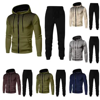 Пуловер, панталони, hoody с качулка с цип, модни hoody за спорт и фитнес, мъжката есенно-зимния комплект