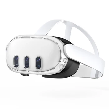 Силиконовата защитно покритие за виртуална реалност за слушалки, устойчива на плъзгане прозрачна капачка, защита на корпуса, предна защитна капачка VR Shell за Meta Quest 3