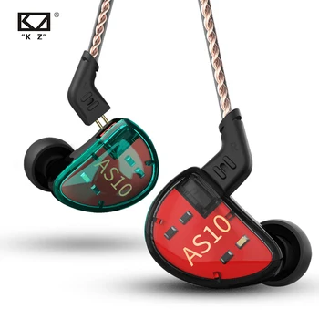 Слушалки KZ AS10 Balance Amature 5BA HIFI Bass In Ear Monitor Слот Слушалките С шумопотискане Обикновена слушалка ZS10 ASX
