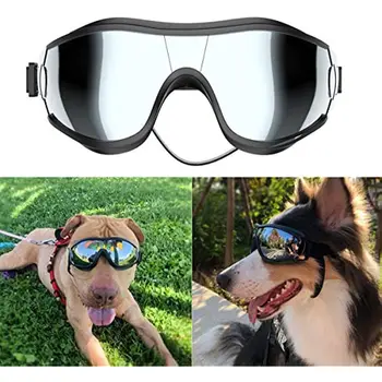 Слънчеви очила за кучета със защита от ултравиолетови лъчи, ветроупорен, Прахозащитен, фарове за мъгла, за средни и големи кучета с регулируема каишка