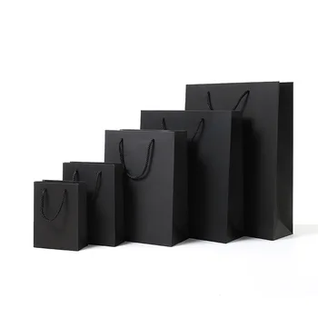Черен висококачествен проста хартиена подаръчен пакет, пакети за бонбони от крафт-хартия с писалка, Многофункционални пакети за подаръци на сватбата си със собствените си ръце