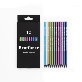 12 Цветни Метални Цветни Моливи, Комплект За Рисуване, Скициране Цветни Моливи За Colorization Brutfuner Художествени Аксесоари За Художника