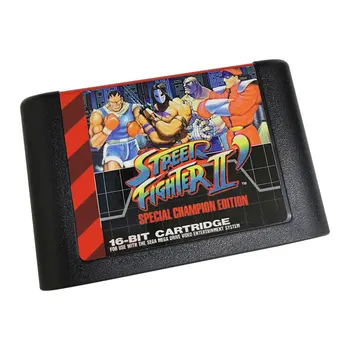 16-битов игри касета - SFighter2: Специална карта Champion Edition, за оригиналната конзола за игри Genesis/Mega Drive от PAL и NTSC