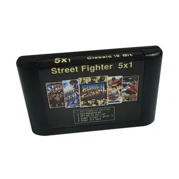 16-Битова игрална карта MD - Street Fighter 5 в 1 Classic Collections, касета Genesis Multicart за оригинална конзола Mega Drive
