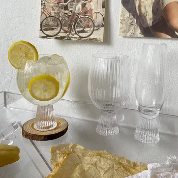 1бр Творчески Кръг на Чаша за вино в ивица с барабана, Прозрачна Чаша за шампанско, коктейли, домашен Офис, мляко, сок, кафе чаши, подаръци