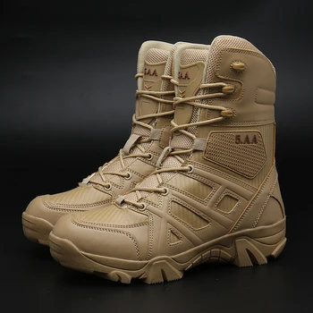 2022 Нови мъжки военно-тактически Мъжки обувки От кожа на специалните сили, непромокаеми обувки за пустинята, Dr. ботильоны, Армията работна мъжки обувки