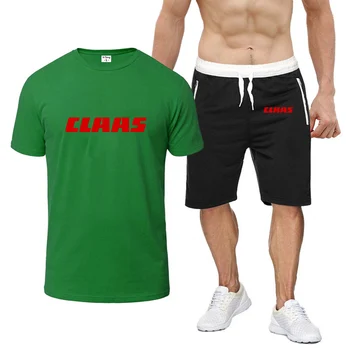 2022 Нови Мъжки Летни Ежедневни тениски с принтом CLAAS от 2 теми, Шорти, Обикновена Модерни Спортни Панталони С къси Ръкави с Високо Качество, отговарят на
