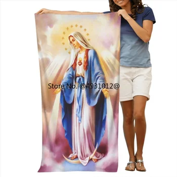 2023 Католическата Дева Мария Впитывающее Плажна кърпи за баня от Микрофибър Бързосъхнеща Богородица Гваделупская Душ Спортни кърпи Гъба