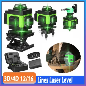 3D/4D 12/16 линии Лазерен ниво 3 ° Самовыравнивающаяся машина Инструмент за изравняване на батерията Вертикални Хоризонтални лазерни нива