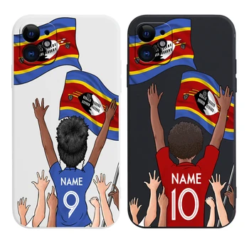 Costom Свазиленд Eswatini Flag Футбол Футболен Трикотажный Калъф за iPhone 15 14 Pro Max 13 12 11 Mini X XR XS 7 8 6S Plus SE