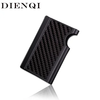 DIENQI Metal RFID Carbon Fiber Мъжки Държач За Карти на Бизнес Мъжки Държач За Карти Тънък Калъф Прост Паричен Торба Против Портфейла Card tarjeteros