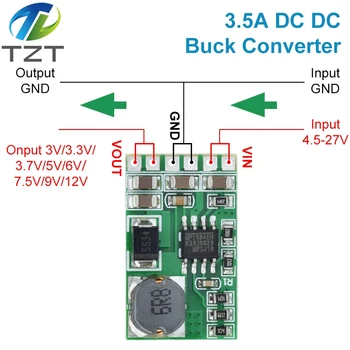 DIYTZT 3.5 A Модул преобразувател на постоянен ток стъпка надолу Регулатор на напрежение Такса 4,5 В-27, преди 3 3,3 3,7 5 6 7,5 9 В 12 В DD2712sa