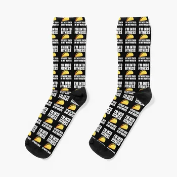 Аз увлекаюсь фитнес, фитнес-тако в устата ми Забавен игра на думи TacoGift за любителите на тако Чорапи МОДНИ дамски чорапи мъжки