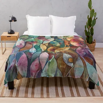 Акварелни цветя от дъвчене на дъвка, зелено и розово на цветя, покривки за легла, утяжеленное одеяло, покривка за дивана.