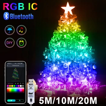 Венец USB 5V WS2812B Bluetooth, led венец, Приказни светлини Dreamcolor, Адресируеми RGBIC, Коледни светлини за партита, Сватбени украси