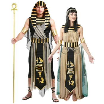 Възрастна двойка Костюм на Средновековната Гръцка Митология Египетски фараон Клеопатра Cosplay Карнавал на Парти за Хелоуин костюмиран