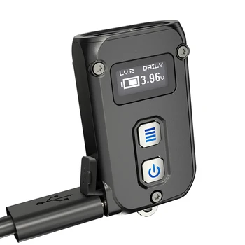 Двуядрен интелигентен USB-C, акумулаторна батерия ключодържател NiteCore TINI 2, светло черен