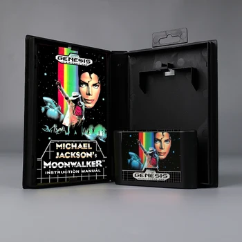 Детска карта на Michael Jackson's Moonwalker на корицата на САЩ или EUR 16bit MD с кутия и ръководство за потребителя на конзолата на Sega Genesis Megadrive