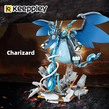 Дизайнер Keeppley pokémon Fight Играчка модел, събрана с една жаба и супер огнедишащ дракон за детски рожден ден